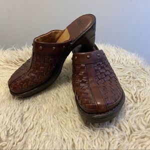 Born Woven leather clogs
